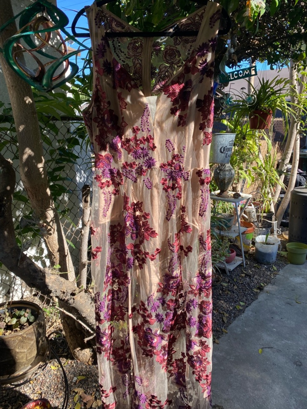 Sleeveless Floral Embroidered Maxi Dress in Purple - Picture 6 of 6